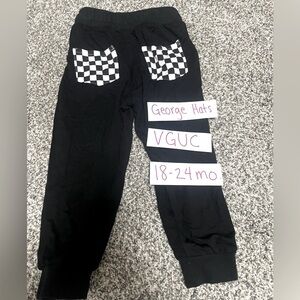 George Hats Bamboo Black Joggers with Checked Pockets